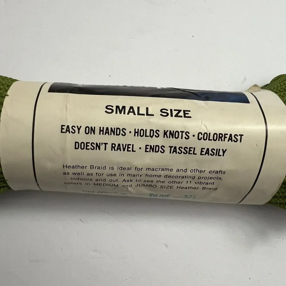 Vintage Heather Braid Macrame Cord 50 Yards Knotting Weaving Craft Knit Green
